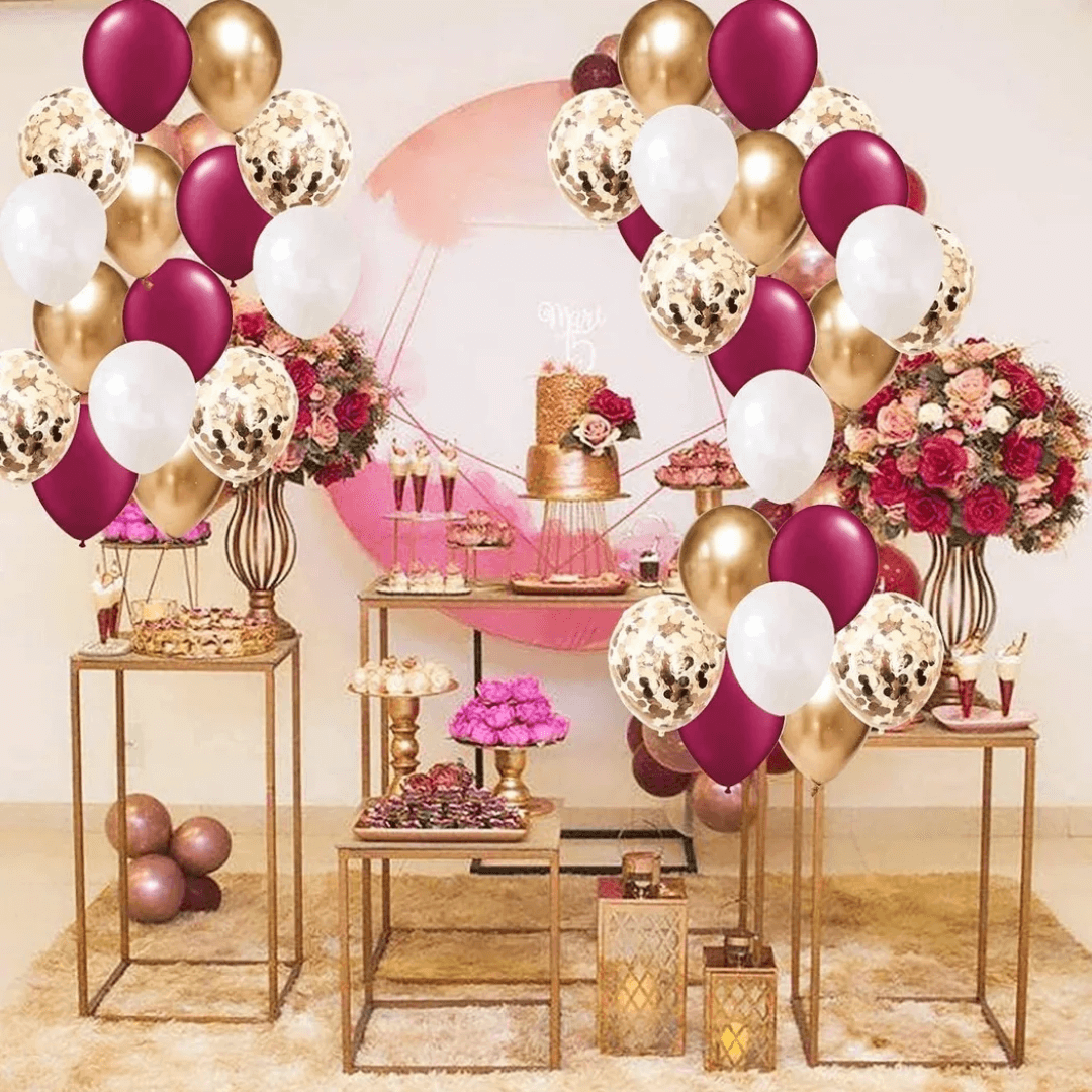 Baloni Dekoracija Zlatni-Rozi-Bijeli 102 Komada - Predobro.hr