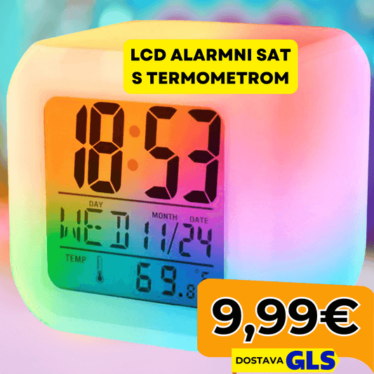 LCD Alarmni Sat s Termometrom - Kameleon s Osvjetljenjem - Predobro.hr