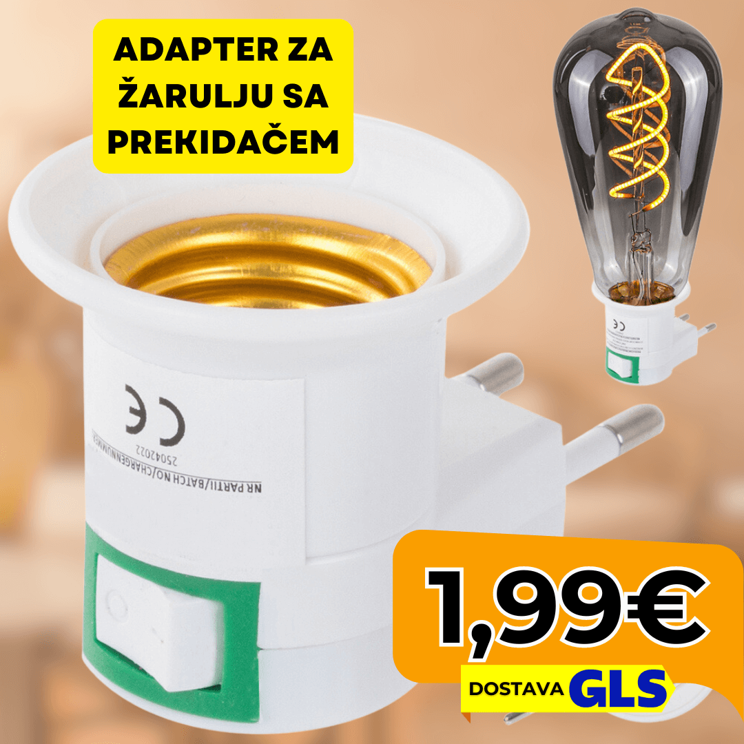 Adapter za žarulju E27 s prekidačem na 220V - Predobro.hr