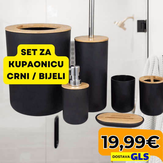 Set za Kupaonicu – 6 Komada, Crni i bijeli - Predobro.hr