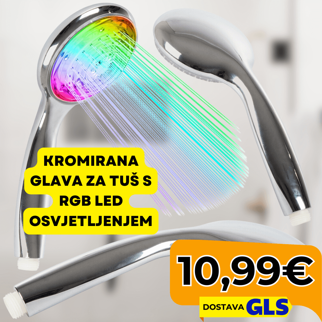 Kromirana glava za tuš s RGB LED osvjetljenjem - Predobro.hr