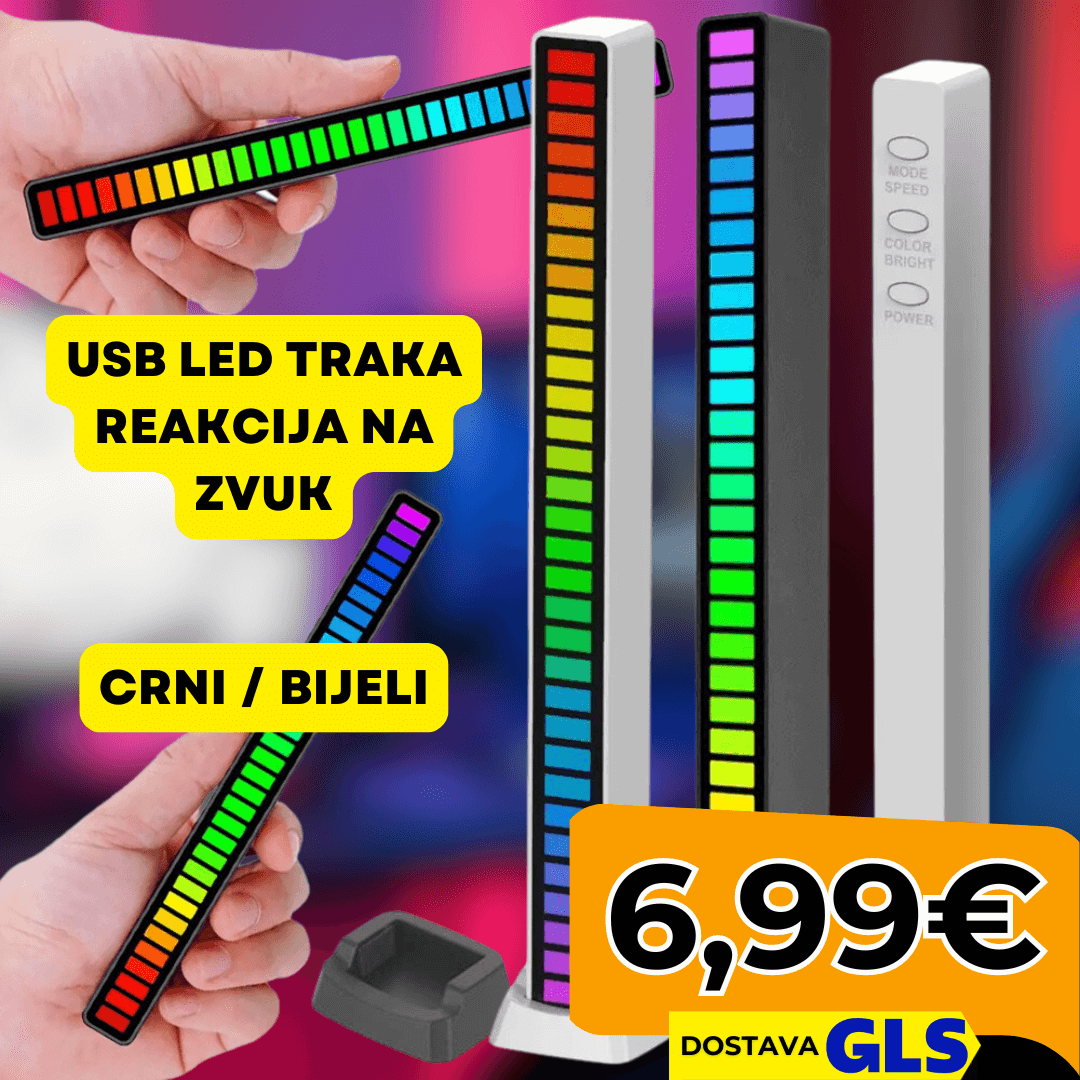 USB LED Traka s Multicolor RGB LED Diodama - Reakcija na Zvuk i 18 Modova - Predobro.hr