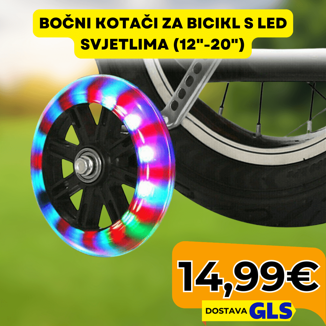 Bočni Kotači za Bicikl s LED Svjetlima (12"-20") - Predobro.hr