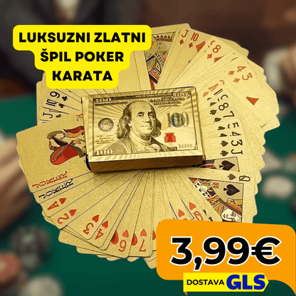 Luksuzni Zlatni Špil Poker Karata | Vodootporne Plastične Karte s Dizajnom Dolara - Predobro.hr