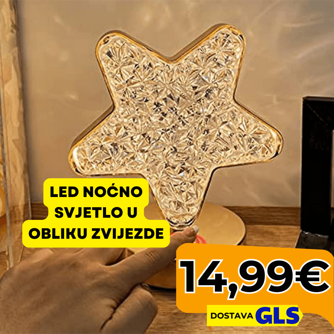 Kristalno LED noćno svjetlo u obliku zvijezde s RGB bojama i USB napajanjem - Predobro.hr