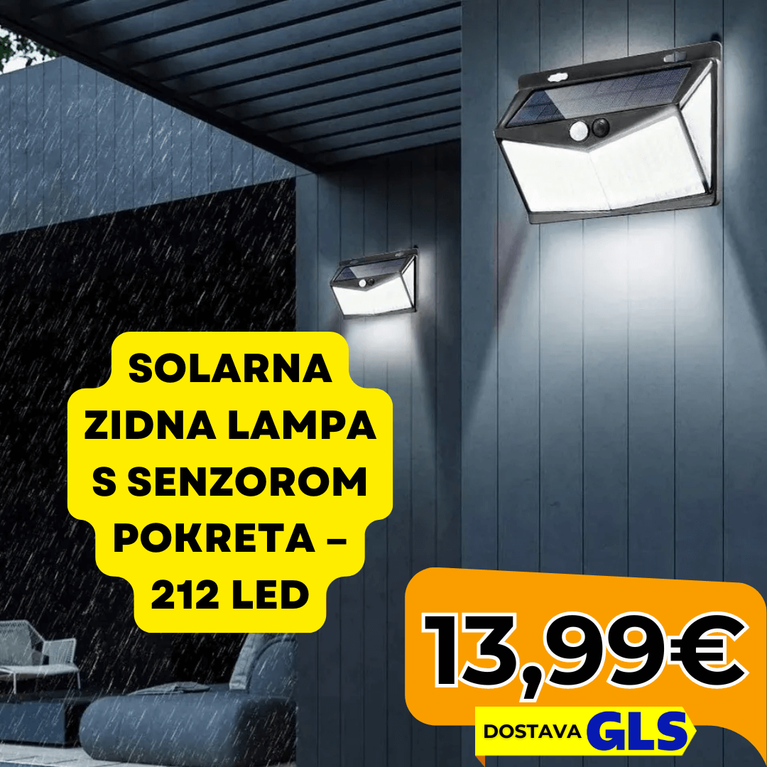 Solarna Zidna Lampa s Senzorom Pokreta – 212 LED - Predobro.hr