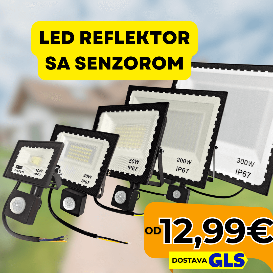 LED Halogen Reflektor sa Senzorom Pokreta – 10W, 30W, 50W, 200W, 300W - Predobro.hr