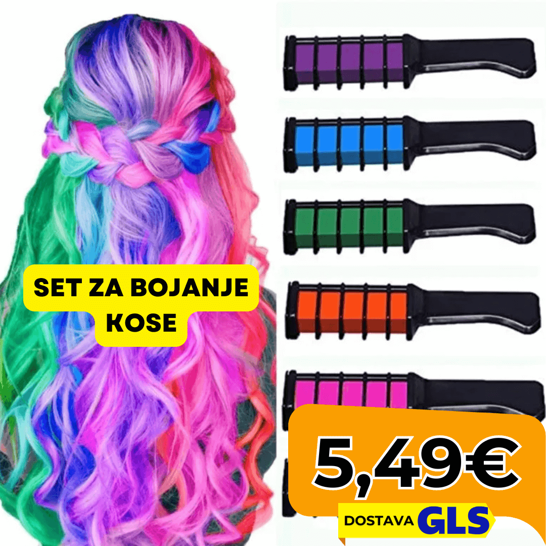 Set za Bojanje Kose | Češalj s Kredama | 6 Boja - Predobro.hr