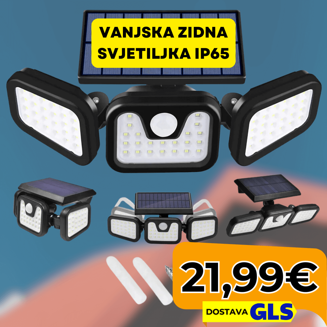 LED Solarna Lampa s Senzorom Pokreta i Sumraka | Vanjska Zidna Svjetiljka IP65 - Predobro.hr