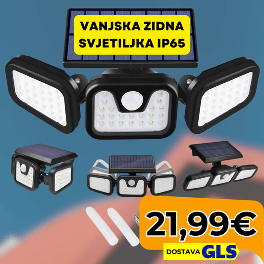 LED Solarna Lampa s Senzorom Pokreta i Sumraka | Vanjska Zidna Svjetiljka IP65 - Predobro.hr