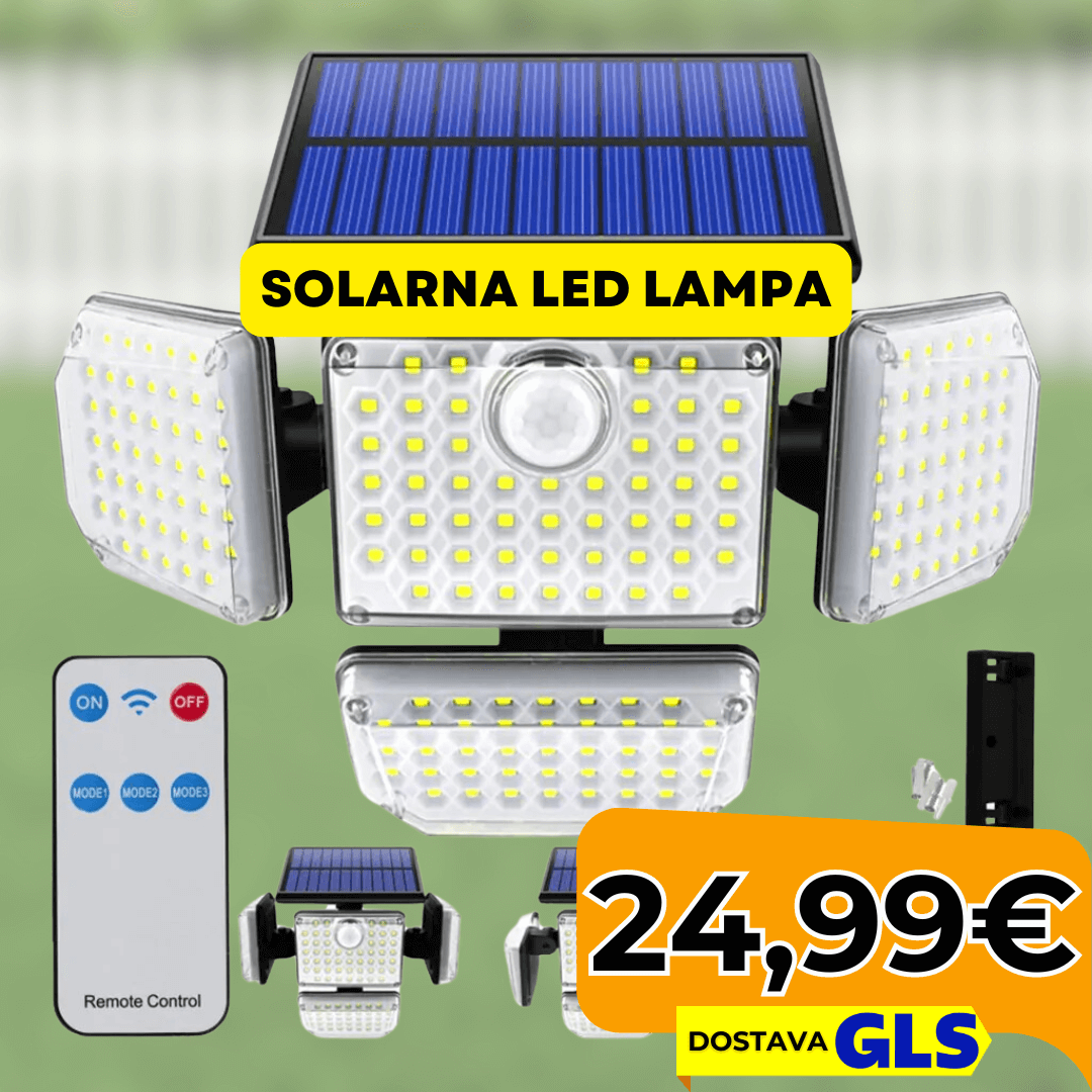 Solarna LED Lampa sa 140 LED Dioda – Daljinski Upravljač, Senzor Pokreta i Sumraka - Predobro.hr