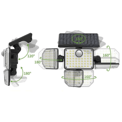 Solarna LED Lampa sa 140 LED Dioda – Daljinski Upravljač, Senzor Pokreta i Sumraka - Predobro.hr