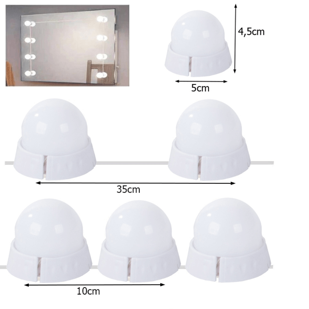Samoljepljiva LED svjetla za ogledalo s 10 lampica za šminkanje - Predobro.hr