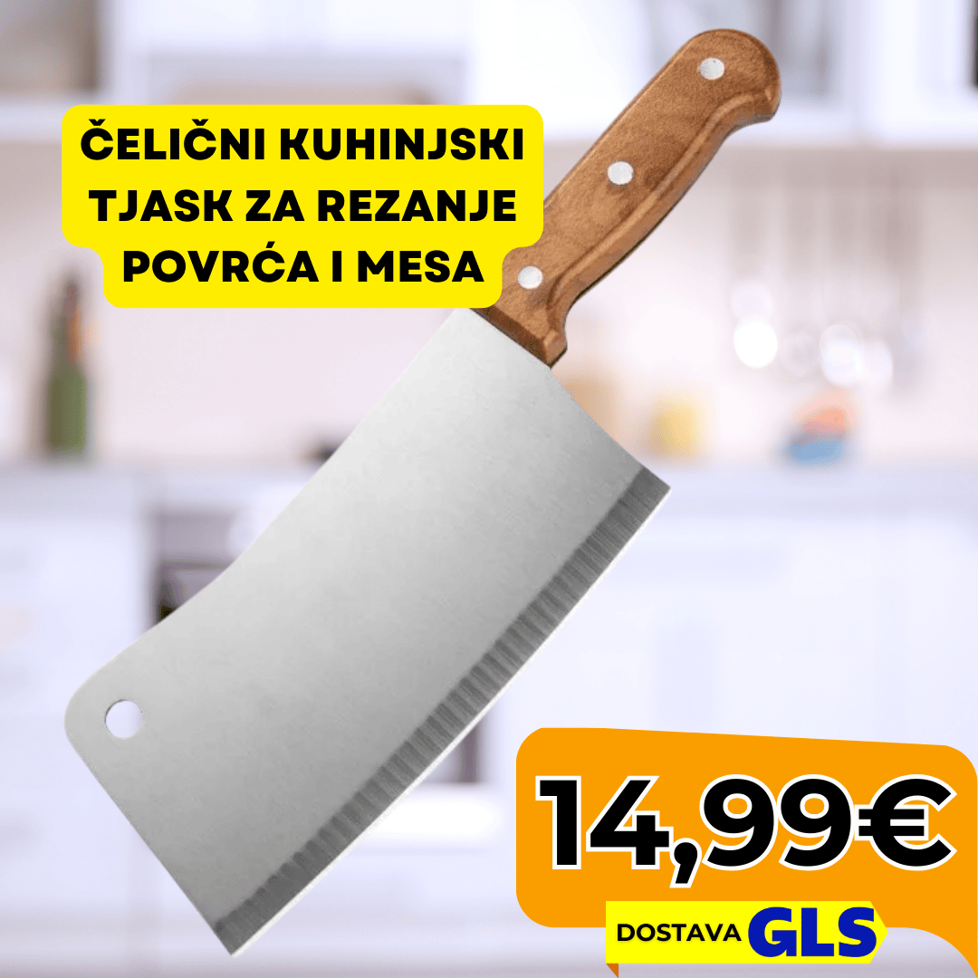 Čelični Kuhinjski Tjask za Rezanje Povrća i Mesa - 34,5 cm - Predobro.hr