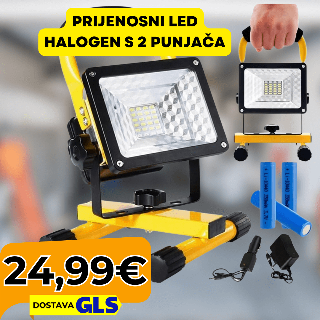 Prijenosni LED Halogen s 2 Punjača | Radna Lampa - Predobro.hr