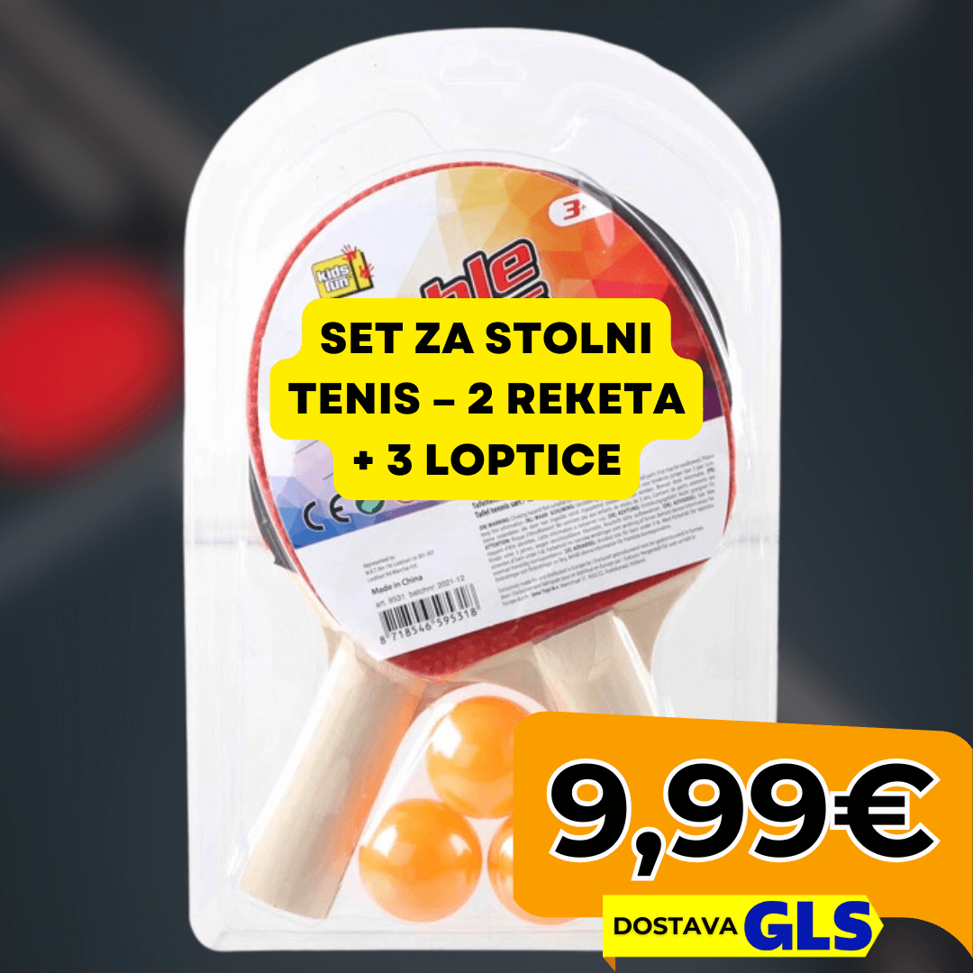 Set za Stolni Tenis – 2 Reketa + 3 Loptice